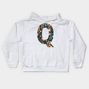 Whimsical Floral Letter Q Kids Hoodie